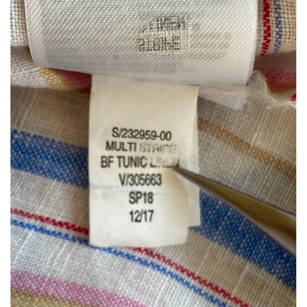 Gap Multicolor Stripe Boyfriend Tunic Shirt Size XS Rainbow 100% Linen Beach - Picture 10 of 11